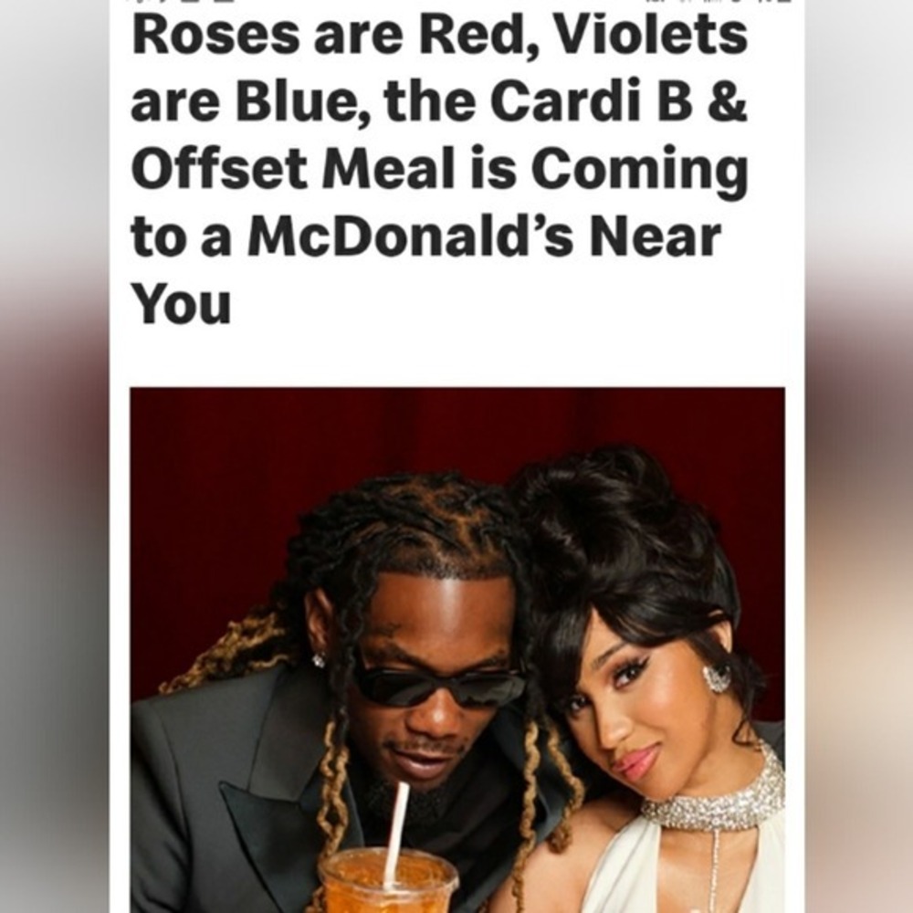Cardi B Offset Valentine's Day Promo‎ McDonald's Crew Tee - Picture 4 of 8